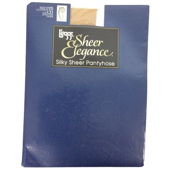 Leggs Sheer Elegance Silky Sheer Pantyhose CD Large Nude Control Top Sandalfoot - Picture 1 of 3